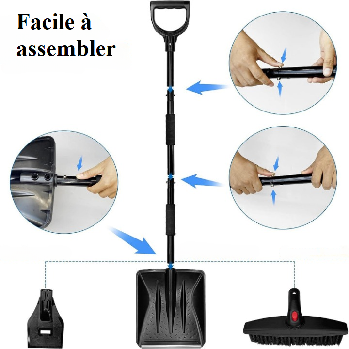 Pelle à Neige Télescopique Multifonction 3-en-1 pour l'Hiver