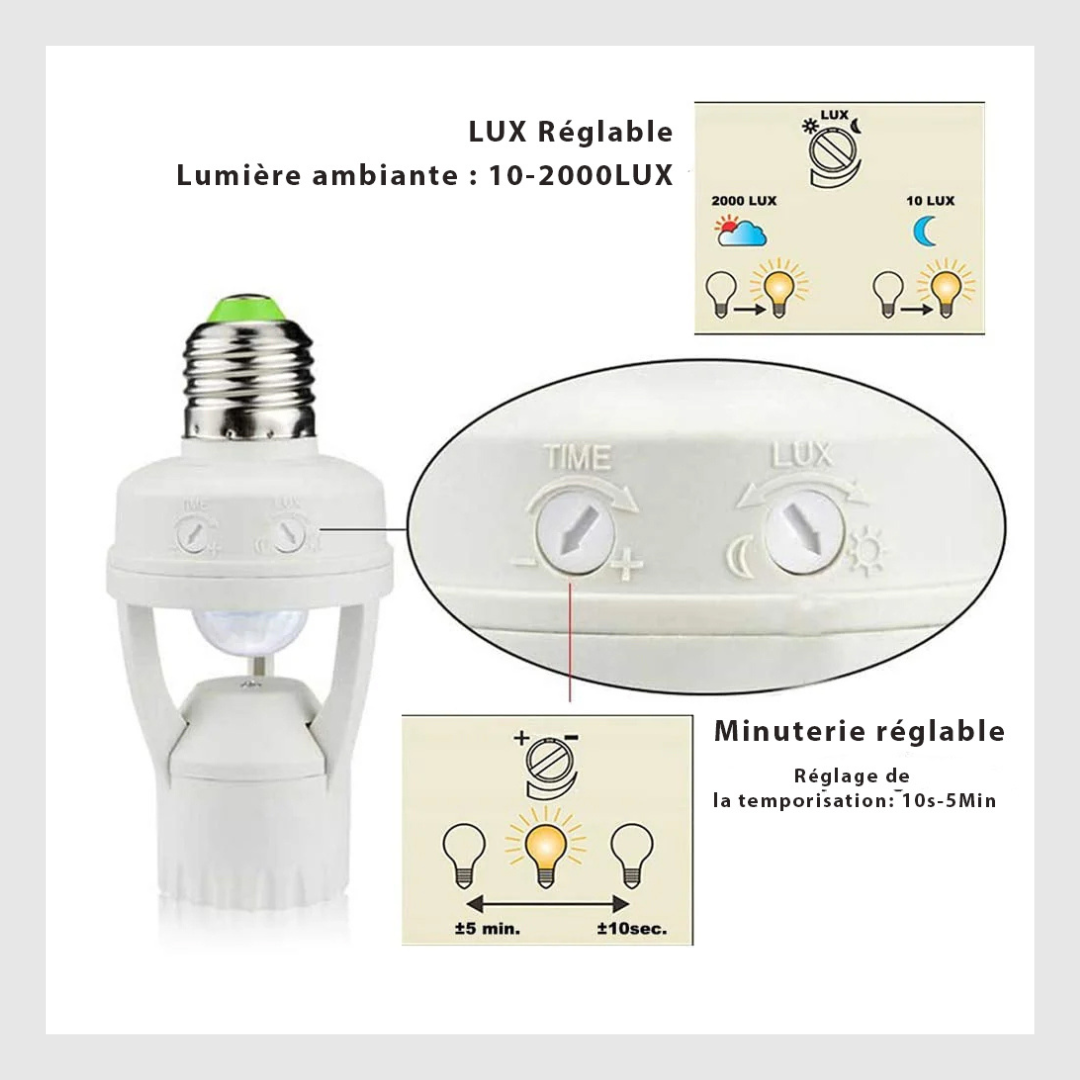 Douille de lampe à détecteur de mouvement
