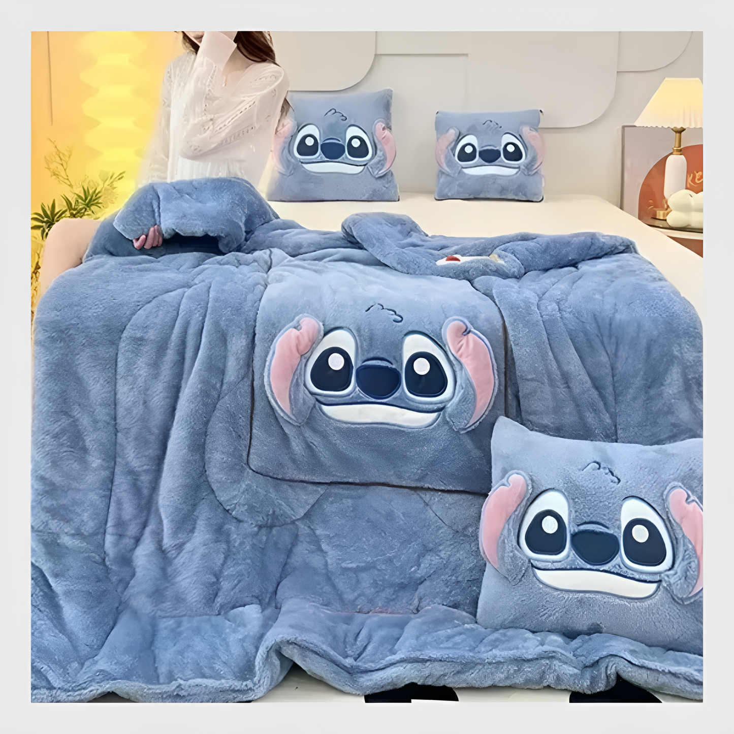 l’Oreiller et Couverture 2-en-1 Stitch -Quebecool™