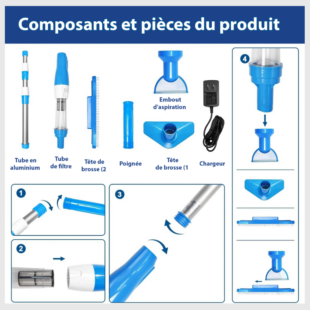 ClearWave™Aspirateur de piscine sans fil