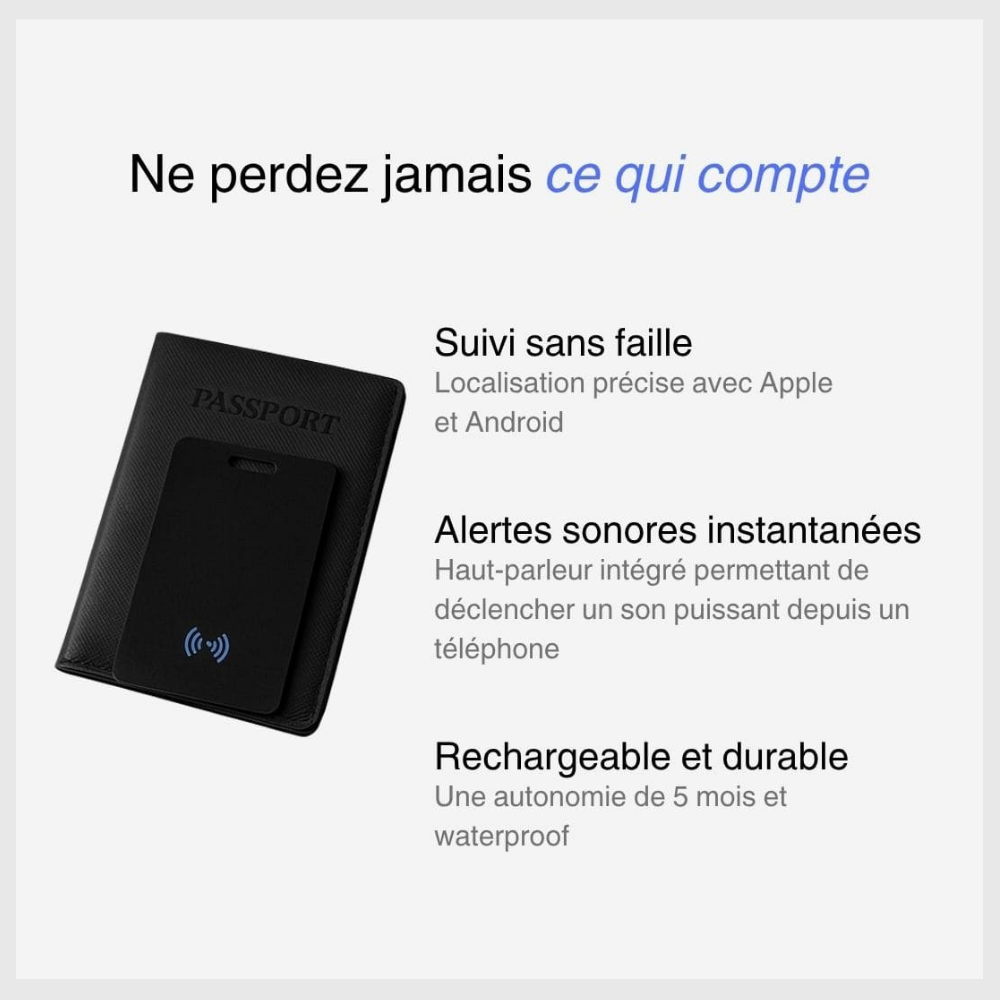 Trackit™ – Carte de Suivi GPS Élégante et Discrète