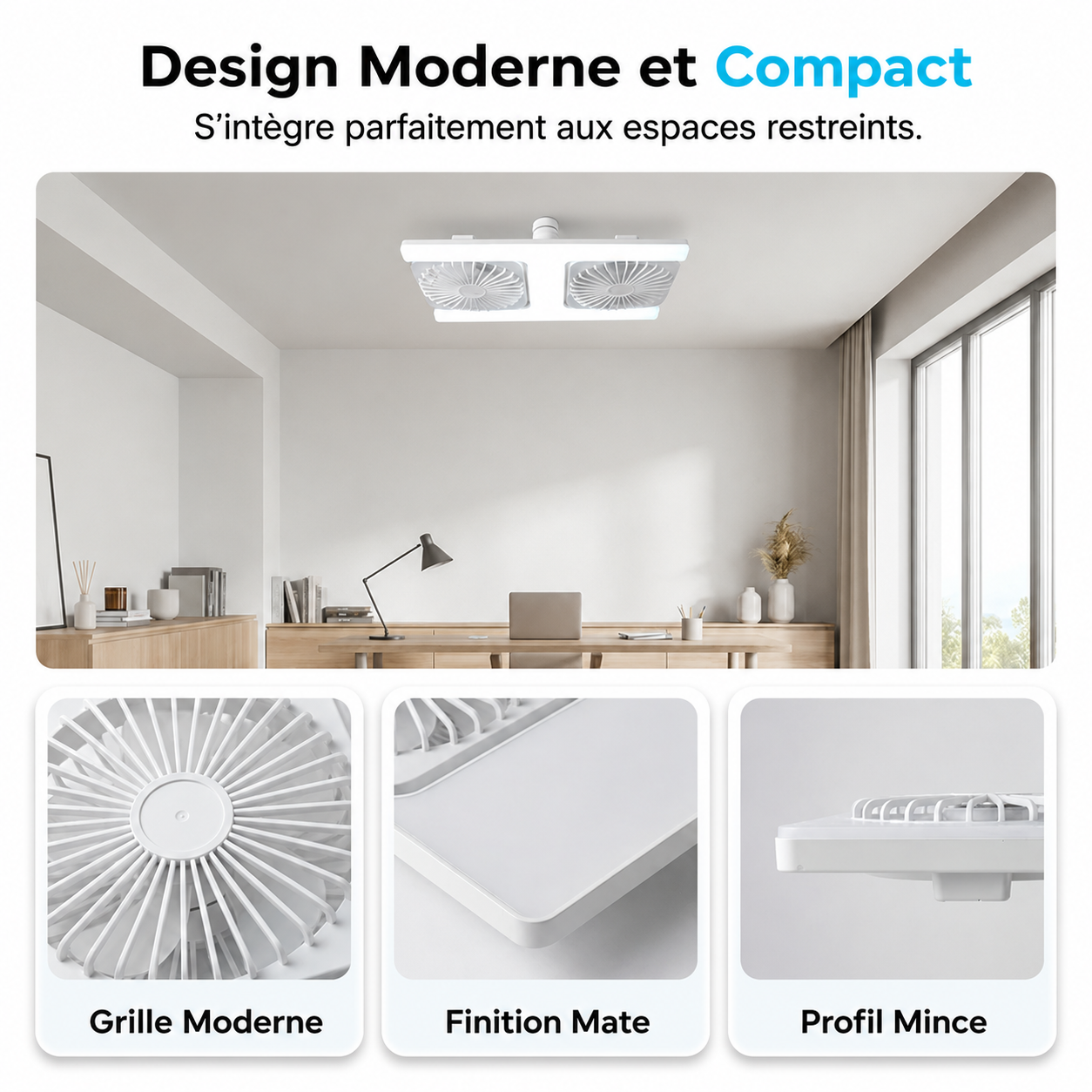 FraîcheurPro™ AirLux 2-en-1 — Ventilateur Plafonnier LED Double Tête