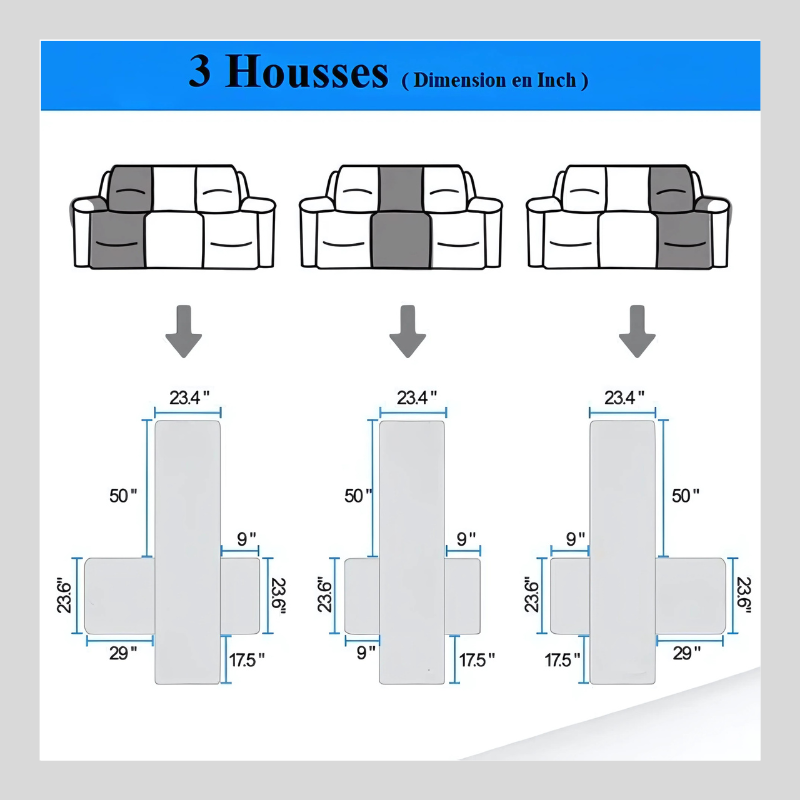Housse de fauteuil inclinable antidérapante