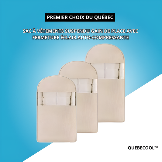 Sac à vêtements suspendu gain de place avec fermeture éclair auto-compressante