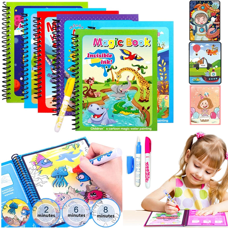 livre magique à l'eau 8 pack avec 8 crayon magiques à l'eau éducation des  enfants colorier à l'eau réutilisable livre d'images jouet cadeau pour  garçons et filles : : Jeux et Jouets