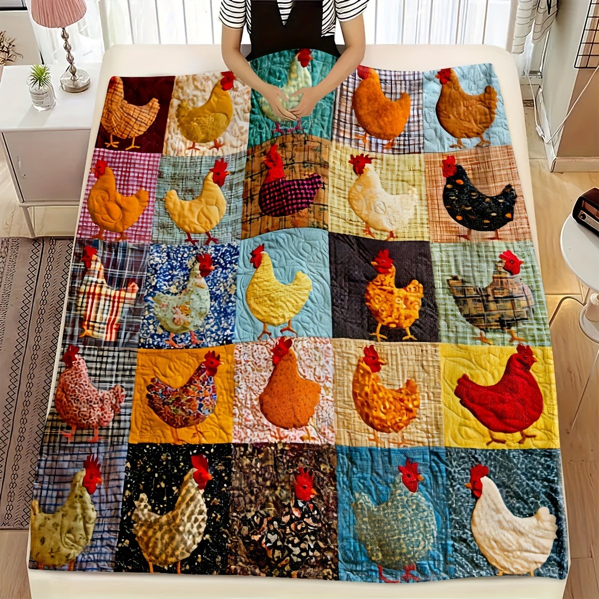 PouleDouce™ – Couverture Cocooning à Imprimé Coloré