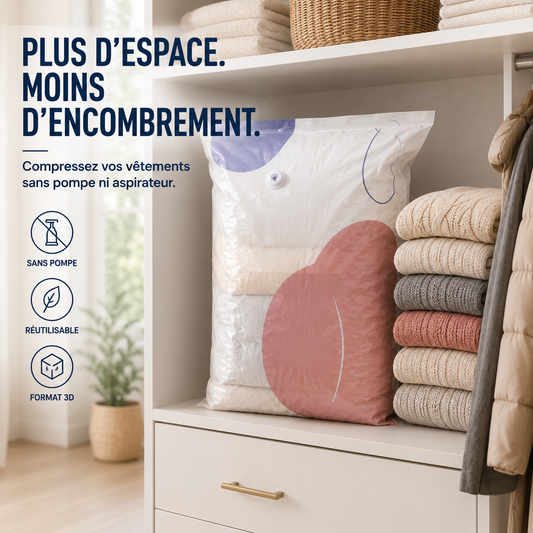 EspaceMax™ | Sac Compressible 3D Sans Pompe