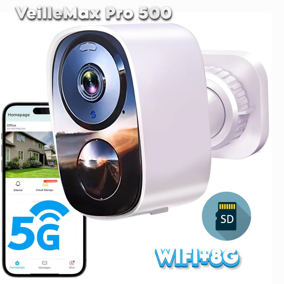 VeilleMax Pro 500 — Caméra Extérieure Sans Fil Longue Durée