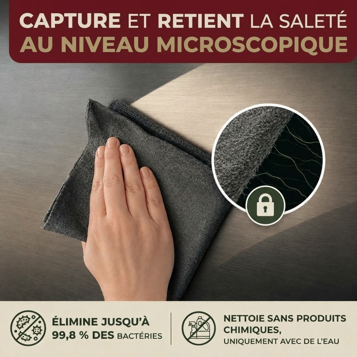 Chiffon Microfibre MagicClean™ — Nettoyage Sans Produit, Résultat Impeccable