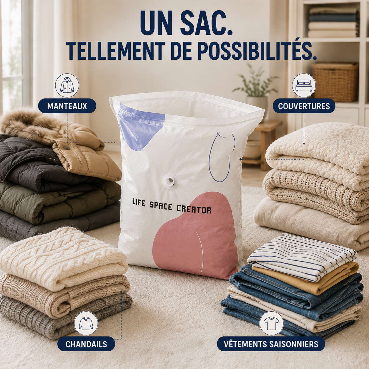 EspaceMax™ | Sac Compressible 3D Sans Pompe