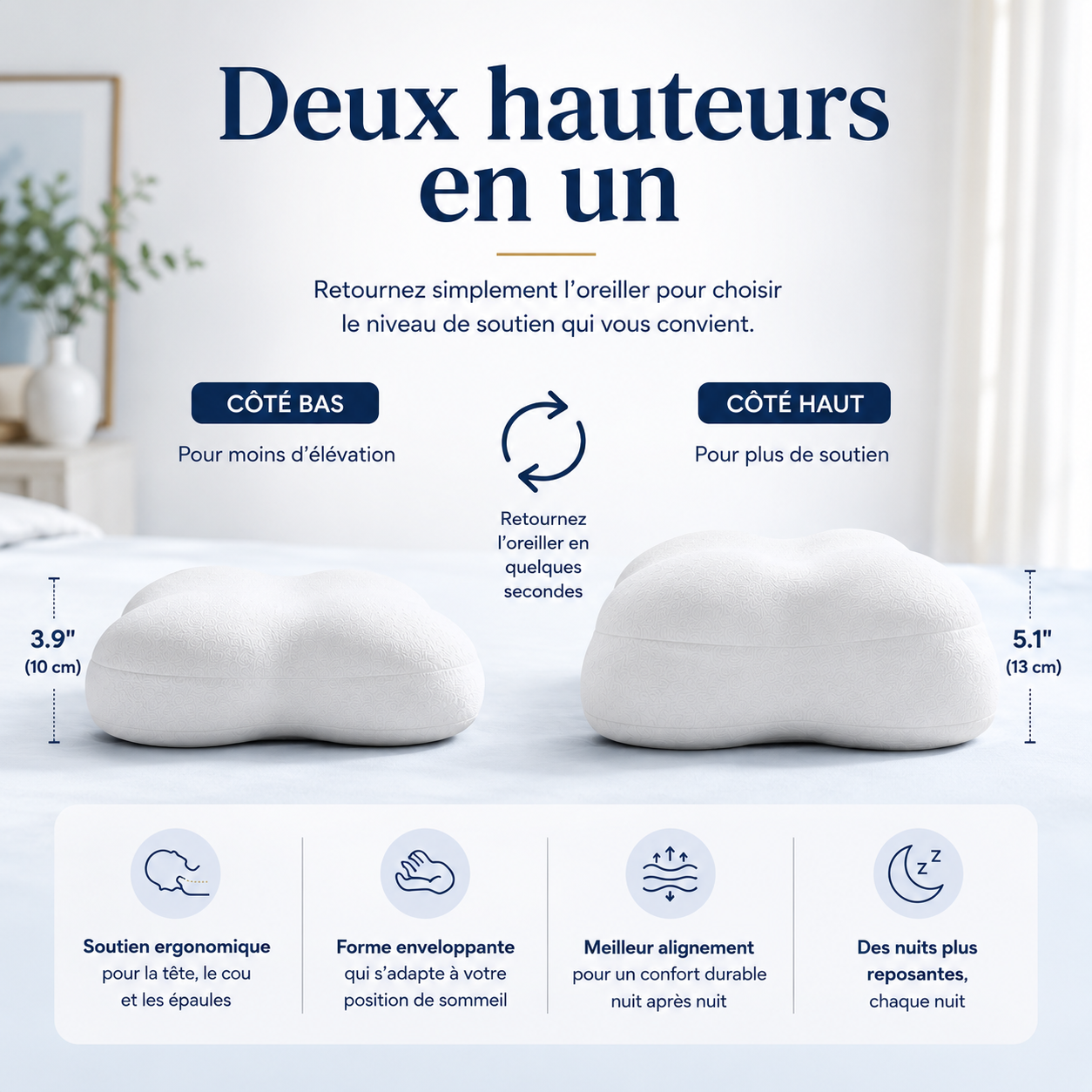 Soleya™ — Oreiller Ergonomique Confort & Alignement