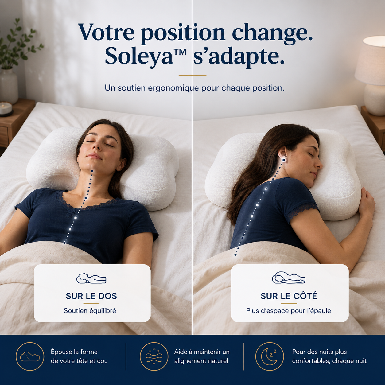 Soleya™ — Oreiller Ergonomique Confort & Alignement