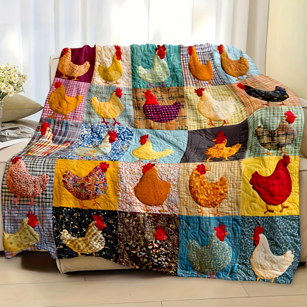 PouleDouce™ – Couverture Cocooning à Imprimé Coloré