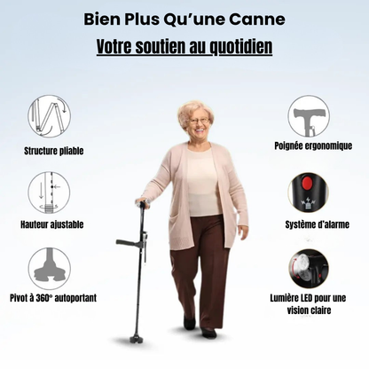Canne ErgoFlex Pro — Base 360° Stabilité Totale.
