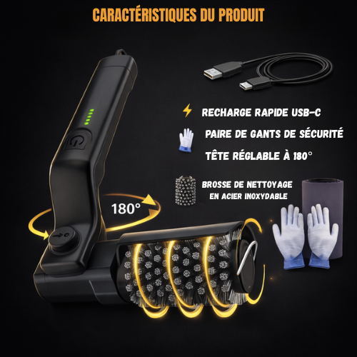 GrillX™ – Nettoyeur Électrique Haute Puissance pour Grilles.