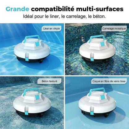 Robot Nettoyeur de Piscine Sans Fil AquaGenie Pro – Aspiration Puissante.