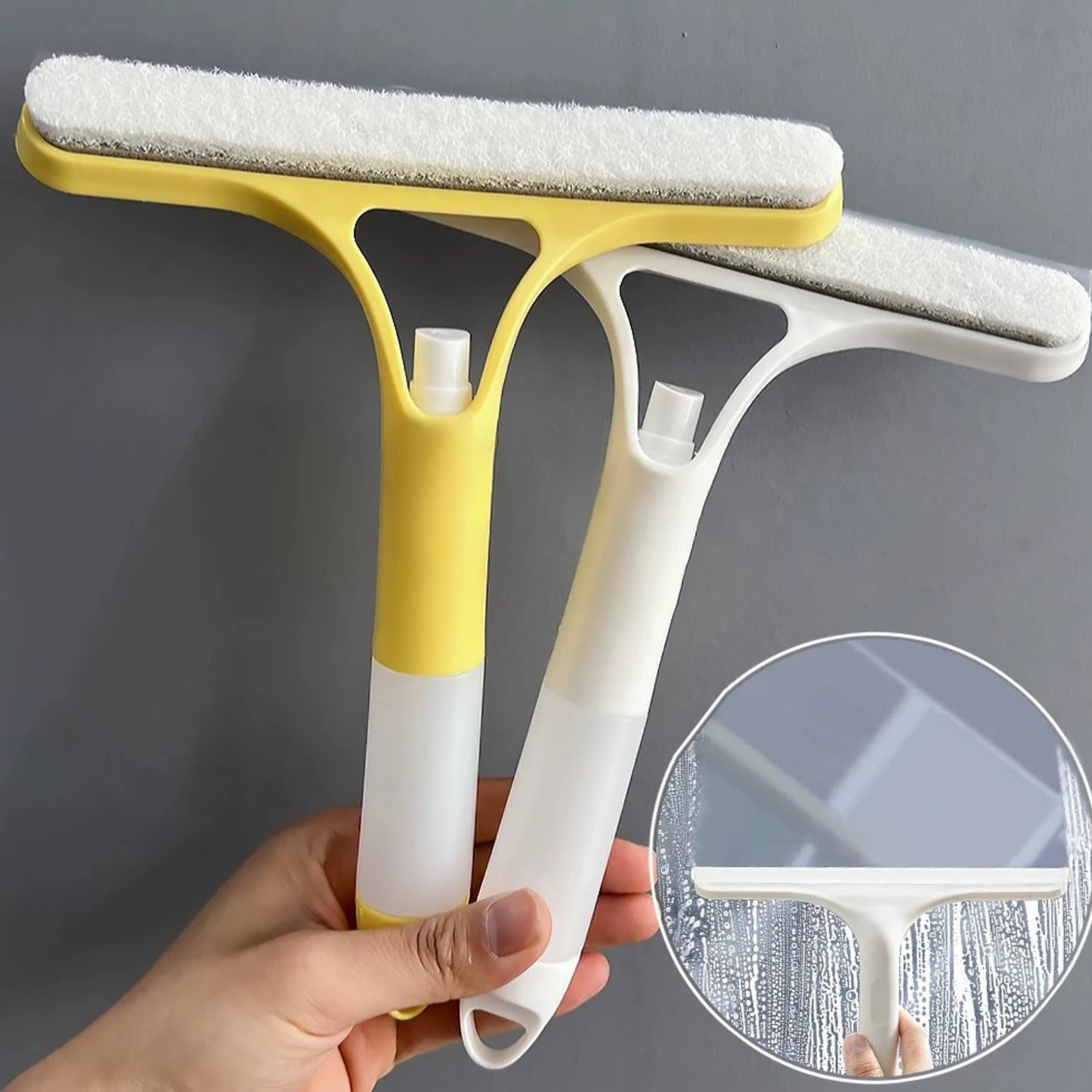 NettoVitre Pro — Grattoir Nettoyant 3-en-1 — Vaporisateur · Brosse · Raclette