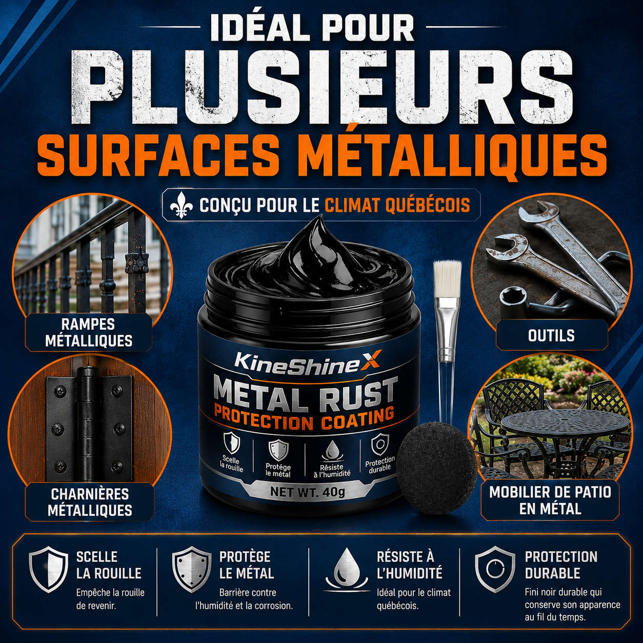 MétalRéno™ — Revêtement Noir Antirouille 2-en-1