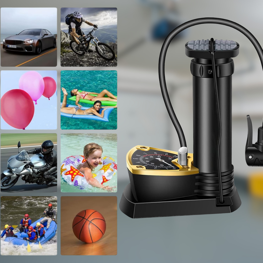 PneumaFix – Pompe à Pied avec Manomètre Intégré