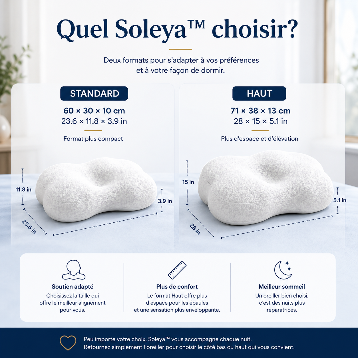 Soleya™ — Oreiller Ergonomique Confort & Alignement