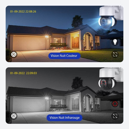 VigiLux 360 Pro™ | Caméra de Surveillance Solaire WiFi — Vision 360°, Jour & Nuit.