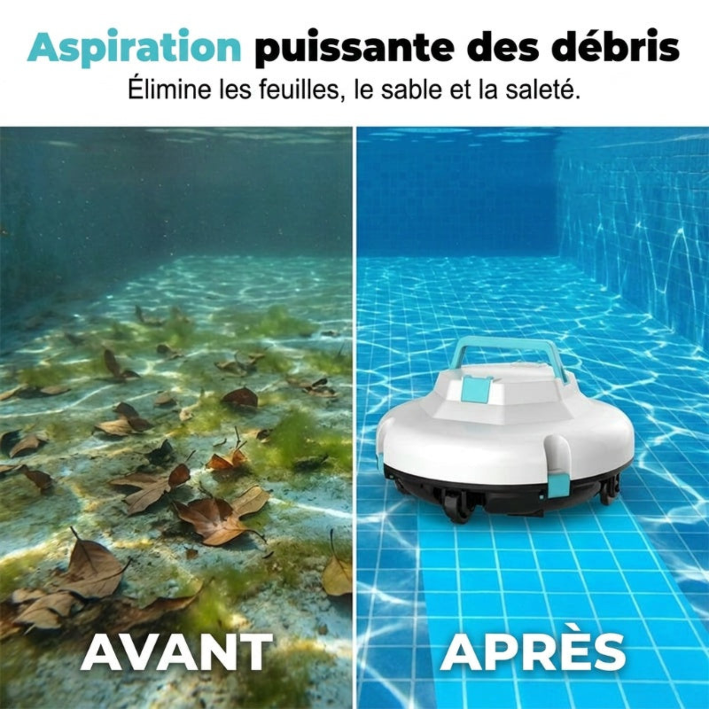 Robot Nettoyeur de Piscine Sans Fil AquaGenie Pro – Aspiration Puissante.
