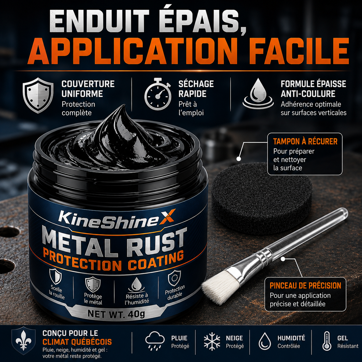 MétalRéno™ — Revêtement Noir Antirouille 2-en-1