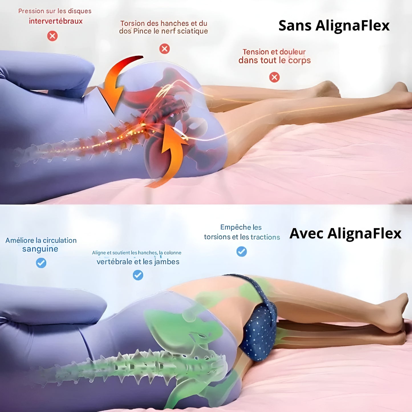 AlignaFlex™ – Dors sans douleur, retrouve tes matins légers