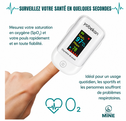 OxyClair™ — Oxymètre de pouls OLED | SpO₂, pouls & indice de perfusion