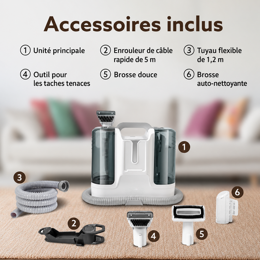 PureNest™ – Shampouineuse Portative Multi-Surfaces 600W