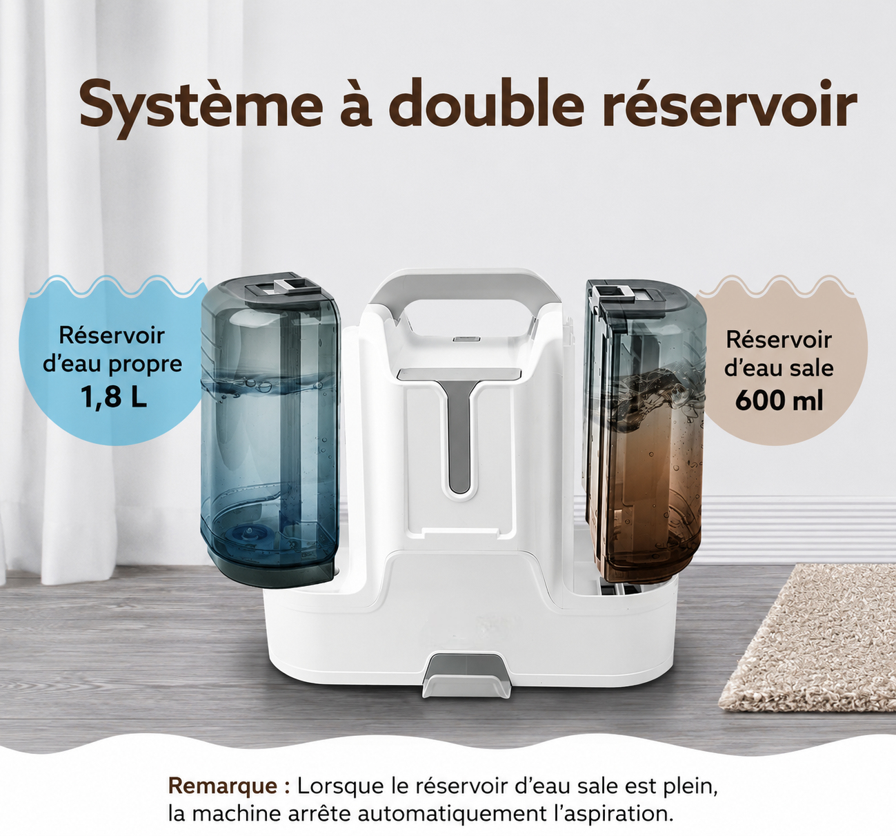 PureNest™ – Shampouineuse Portative Multi-Surfaces 600W
