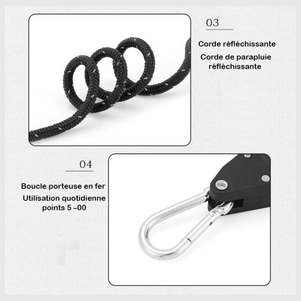 CampFix™ – Corde Ajustable Haute Résistance