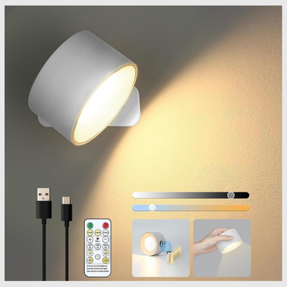 LumiNid Pro – Lampe LED Murale Sans Fil | 3 Teintes | Rechargeable USB-C.