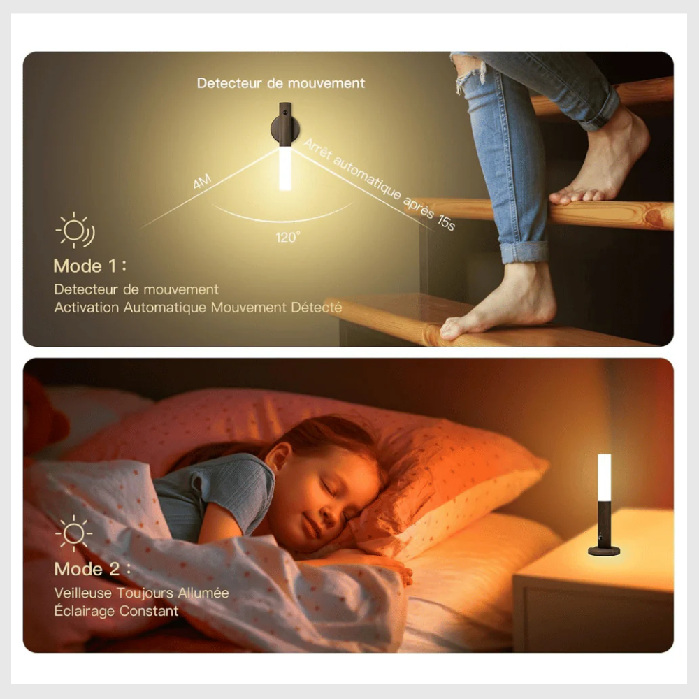 LumiNoir™Veilleuse LED murale sans fil