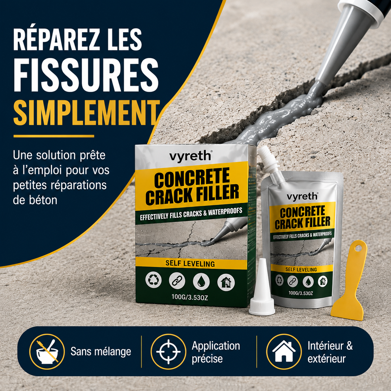 Soleya™ — Scellant Réparateur pour Fissures de Béton