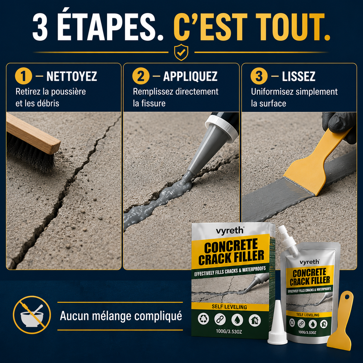 Soleya™ — Scellant Réparateur pour Fissures de Béton
