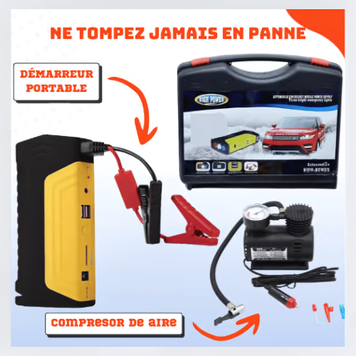 PowerAir™ - Démarreur portable avec compresseur d’air (Paquet Complet)