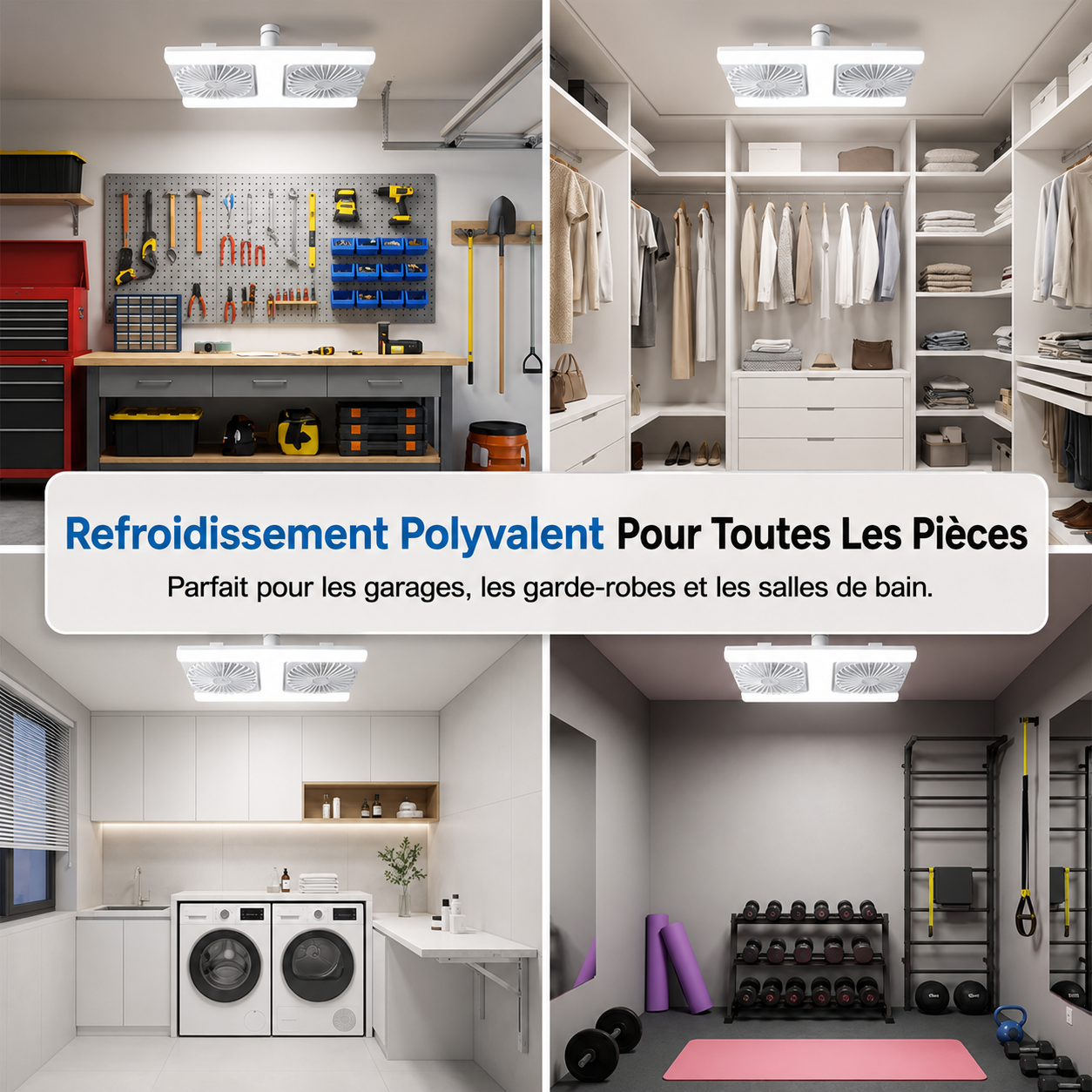 FraîcheurPro™ AirLux 2-en-1 — Ventilateur Plafonnier LED Double Tête