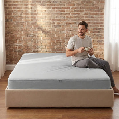 Drap Contour Zippé 2-en-1 - Base Fixe + Drap Amovible