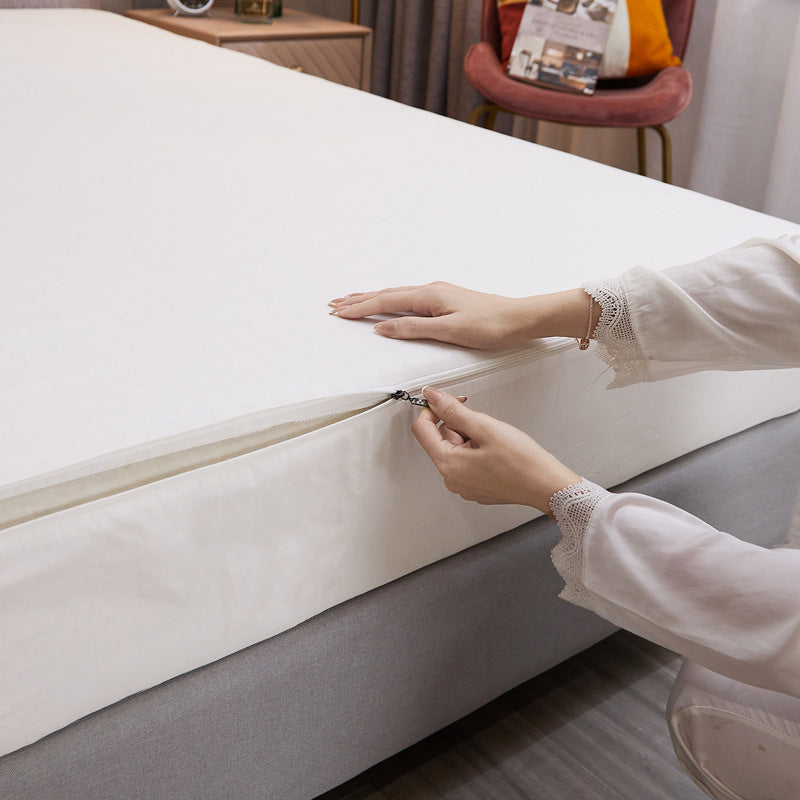 Drap Contour Zippé 2-en-1 - Base Fixe + Drap Amovible