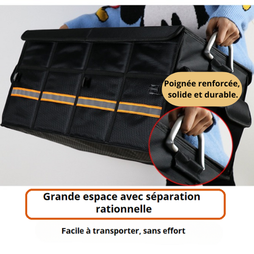 Organisateur De Coffre De Voiture Pliable - Noir - Imperméable, Fond Antidérapant - Rangement Courses, Voyages