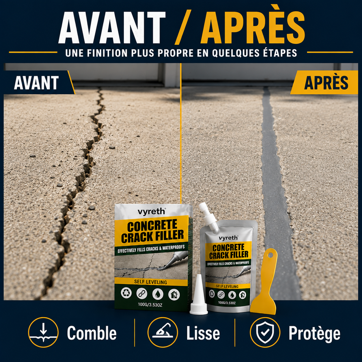 Soleya™ — Scellant Réparateur pour Fissures de Béton