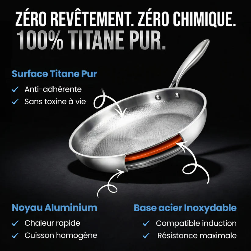 TITANOX™ – Poêle en Titane Pur Sans Revêtement