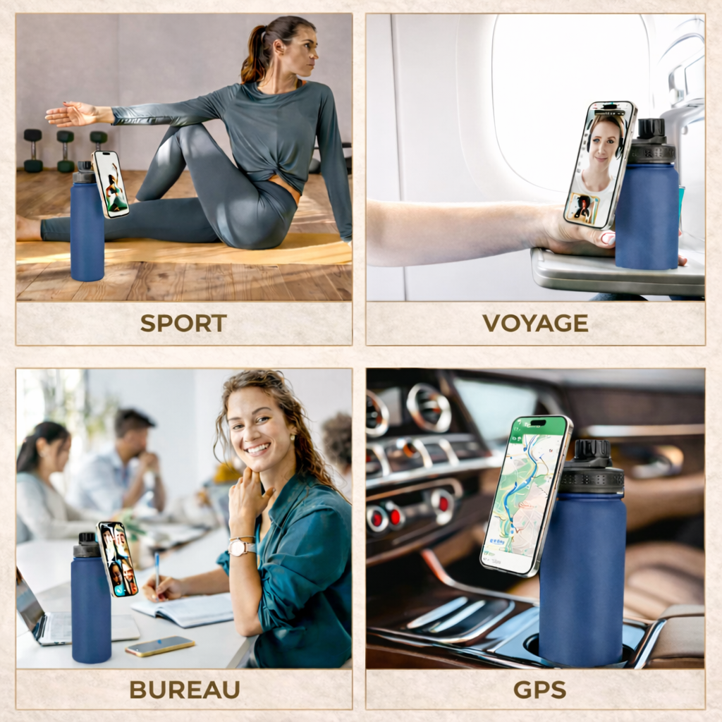 Aimora™ – Bouteille Shaker Magnétique Isotherme 3-en-1