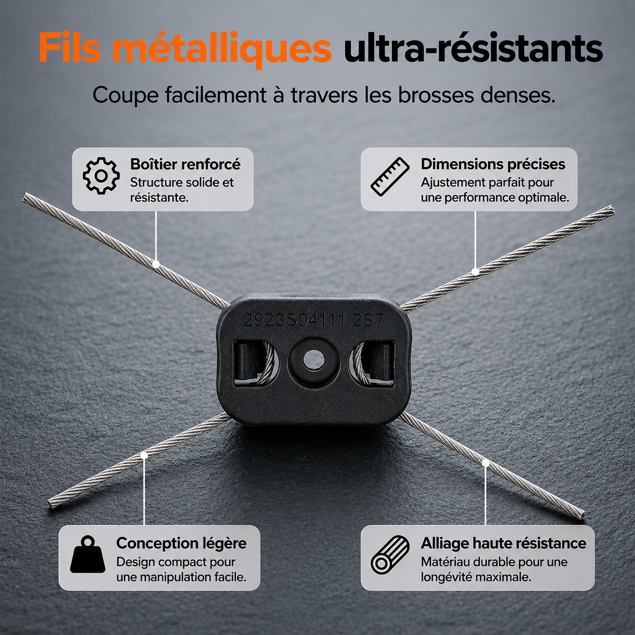 TerraSteel™ – Tête de débroussailleuse à fils d’acier ultra-résistants