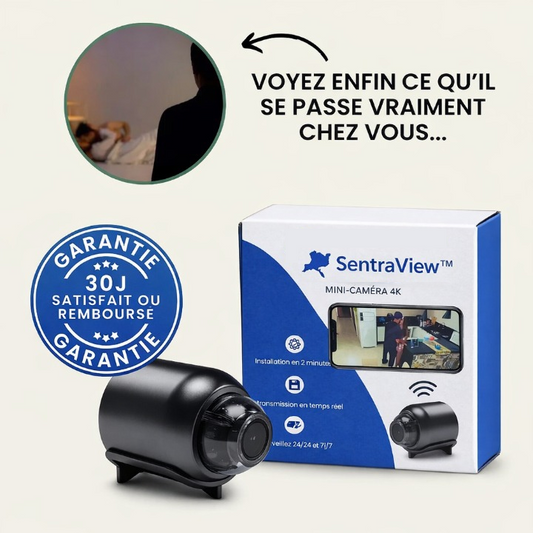 SentraView™ – Caméra Mini Sécurité Ultra Discrète 4K