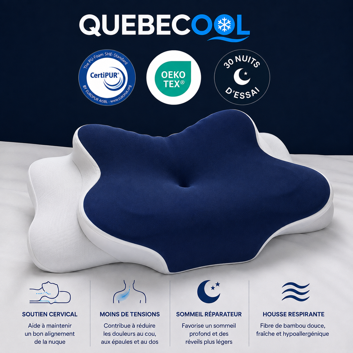 NuvaRest™ 3.0 – Oreiller Ergonomique Cervical Rafraîchissant