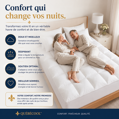 Surmatelas Québecool™ Resort Luxe — Confort Hôtel & Fraîcheur Toute la Nuit
