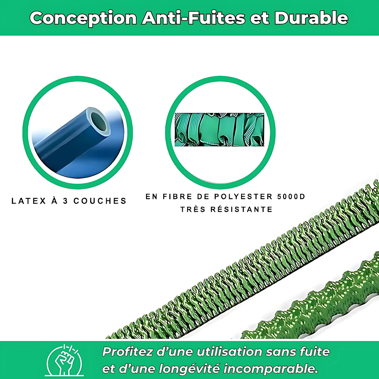 JetFlex™｜Tuyau d’arrosage extensible｜8 modes de jets haute pression