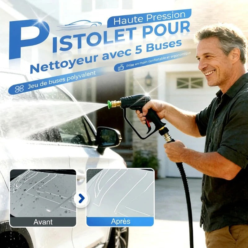 HydroForce™ — Pistolet Haute Pression 4000 PSI avec 5 Buses